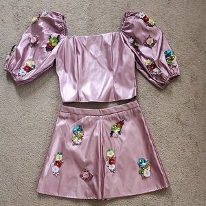 Queen Of Sparkles Faux Leather Flower Jewel Set